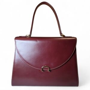 Cartier Top Handle Bag Classic Vintage Satchel Burgundy Bordeaux Leather